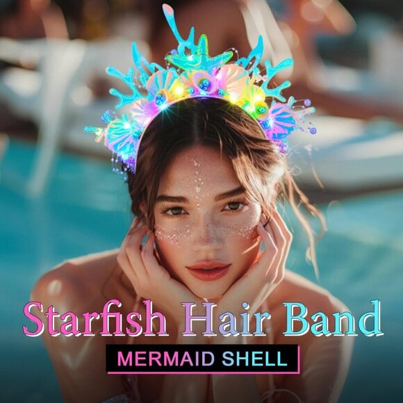 Light Up Mermaid Headband Fish Headpiece Glowing Ocean Costume Hair Accessory main image 6